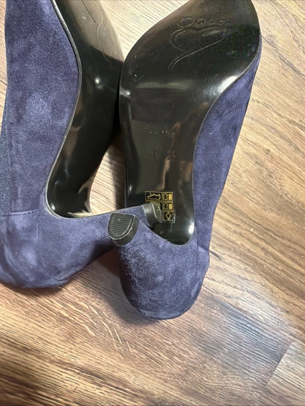 Sole Bliss Mercy Navy Suede Comfort Heels Wide Fit Bunion Friendly 39.5 US 9 New